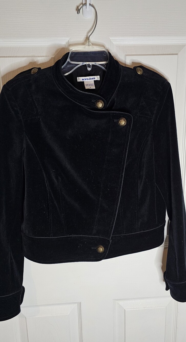 Peter Nygård Black Pea Coat with Gold Decorative Buttons